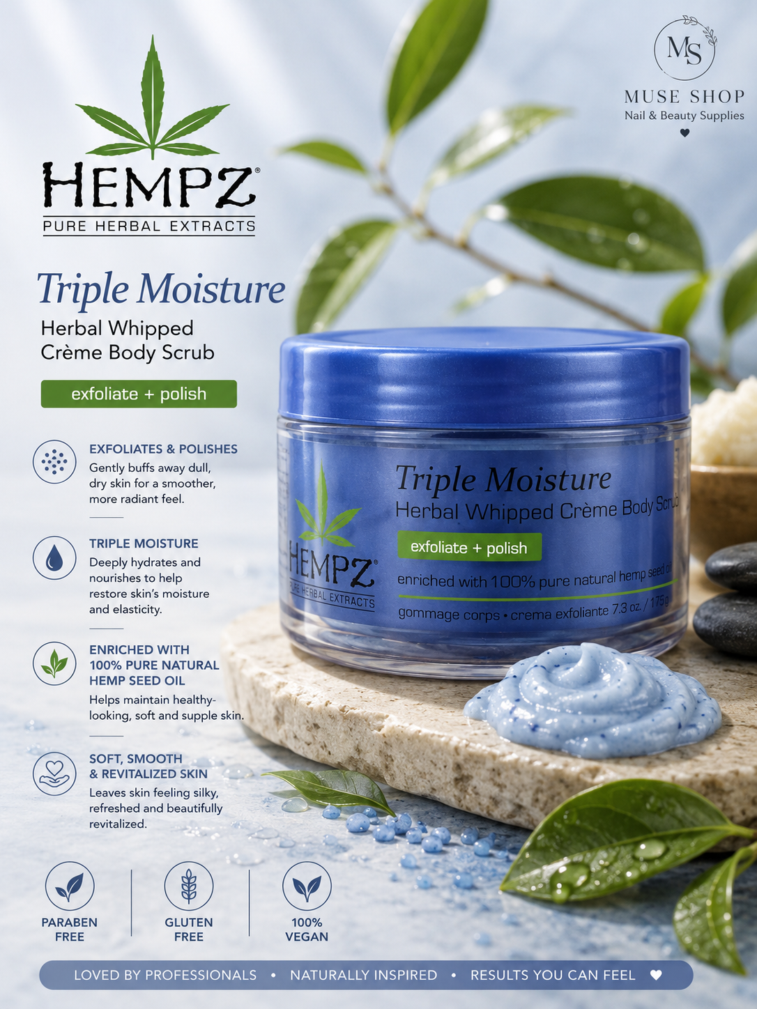 Hempz® Triple Moisture Herbal Whipped Creme Body Scrub (176g)
