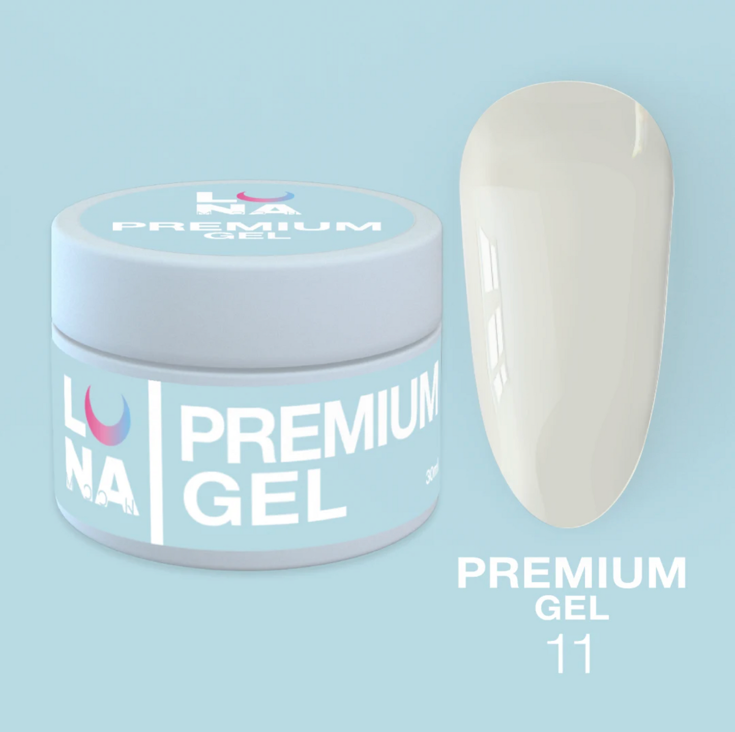 LunaMoon Premium Builder Gel 11, 30ml, Milky White