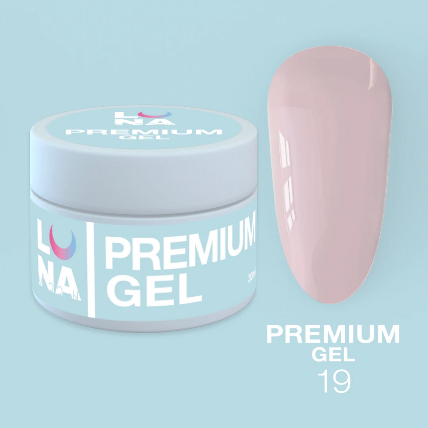 LunaMoon Premium Builder Gel 19, Milky Pink